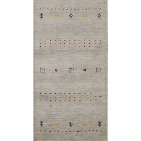Beige Tribal Gabbeh Indian Rug Handmade Wool Carpet - 2'0" x 4'0"