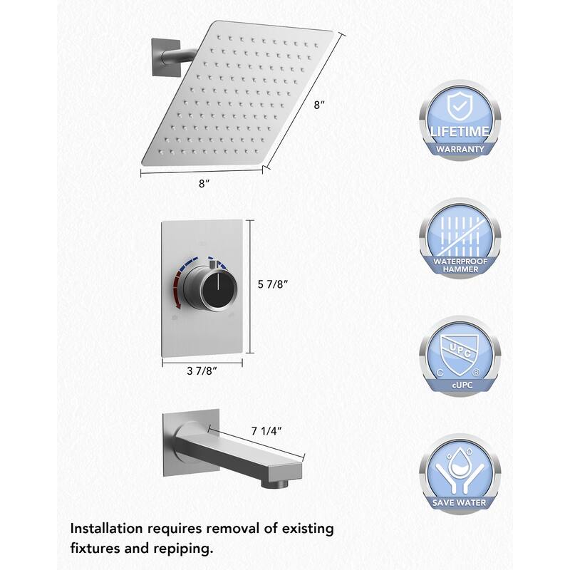 2-Function Shower System Single-Handle Pressure Balance Tub/Shower Set