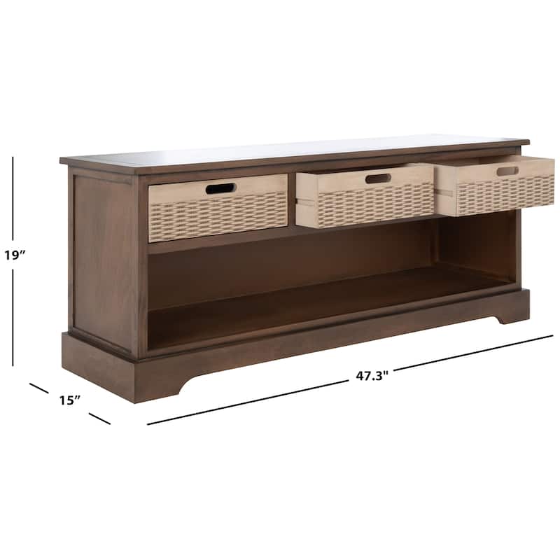 SAFAVIEH Landers 3-Drawer Bottom Shelf Storage Bench - 47.3" W x 15" L x 19" H