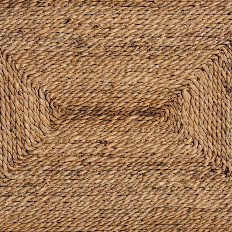 Anfield Modern Bohemian Natural Seagrass and Mahogany Wood Counter Stool