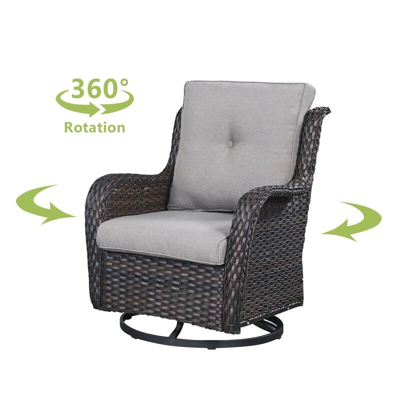 Pocassy 5-Piece Outdoor Furniture Set, Swivel chairs with Ottomans