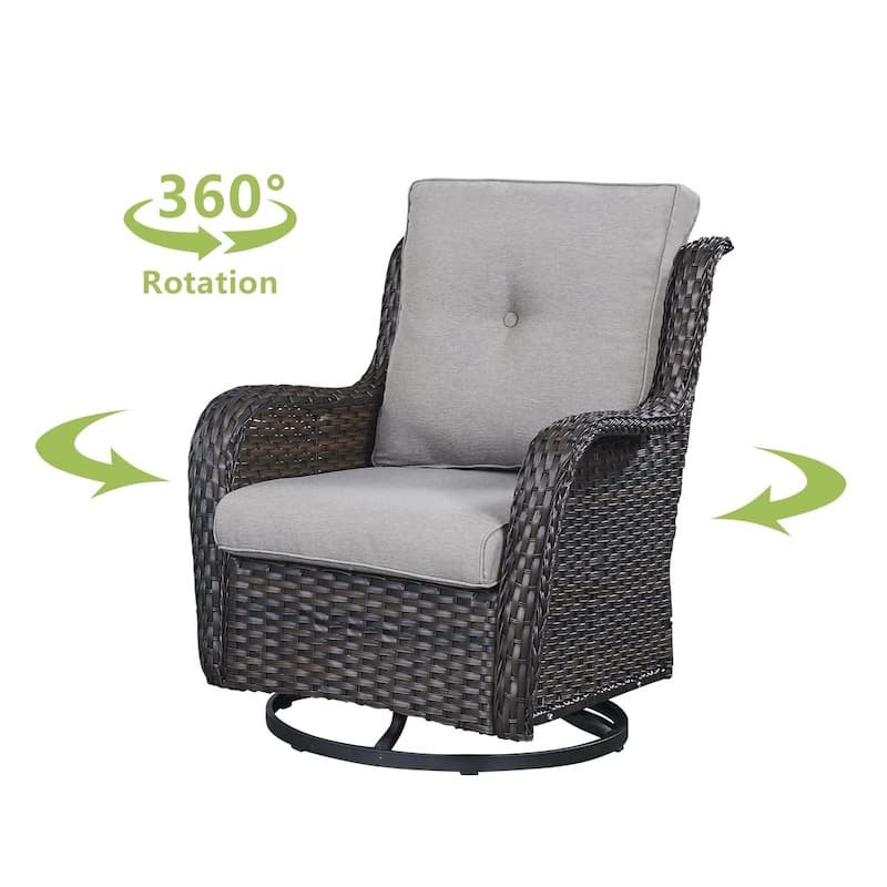 Pocassy Outdoor Wicker Glider Swivel Club Chairs (Set of 2)