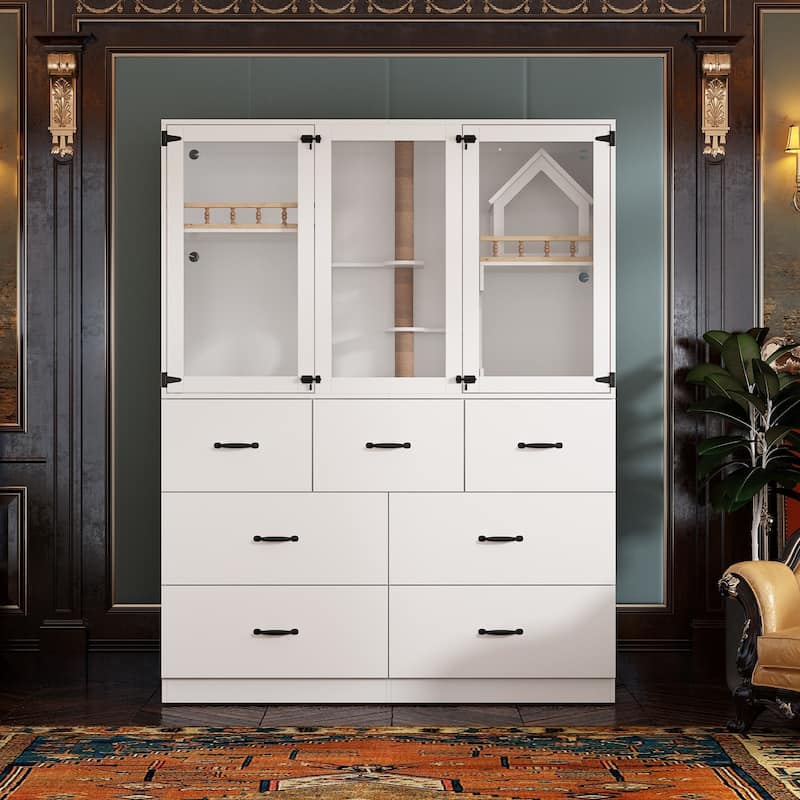 Luxury Cat Furniture Cabinet with Storage and Play Areas LED Light