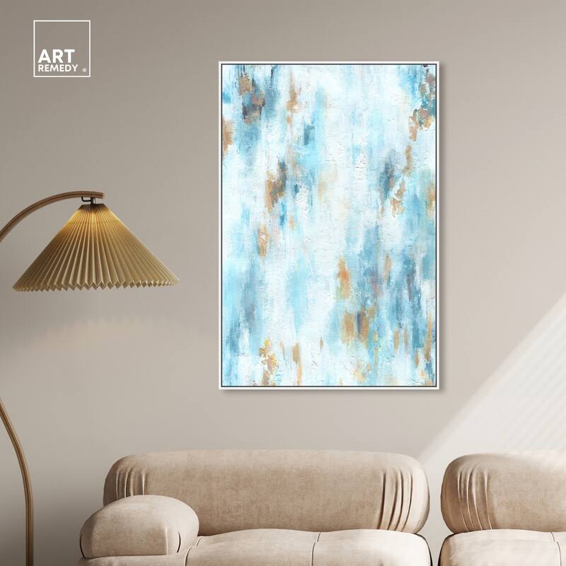 Art Remedy Textured Shades Framed Blue Abstract 1 Piece Canvas Wall Art