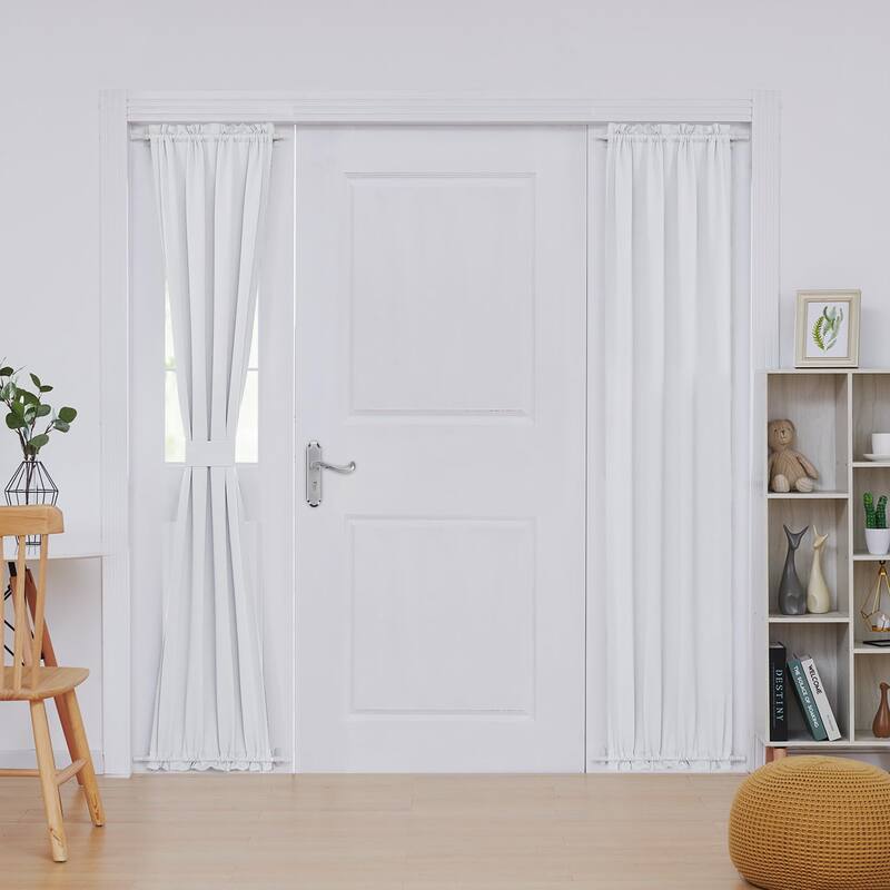 Deconovo French Door Curtain with Rod Pocket and Tieback 1 Panel - W25 x L80 - Light Silver Grey