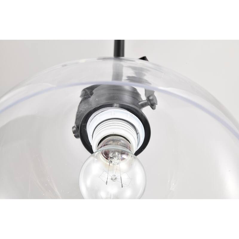 Black 1-Light Farmhouse Pendant with Clear Bowl Glass Shade