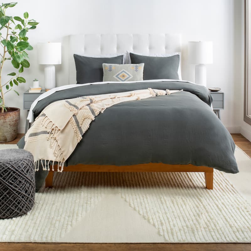 Artistic Weavers Suzzy Solid Linen Duvet Cover Set - Olive - King - Cal King