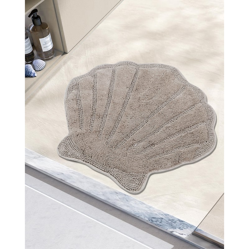 Better Trends Seashell Bath Rug 100% Cotton Absorbent Reversible Bathroom Mat Marilyn Collection