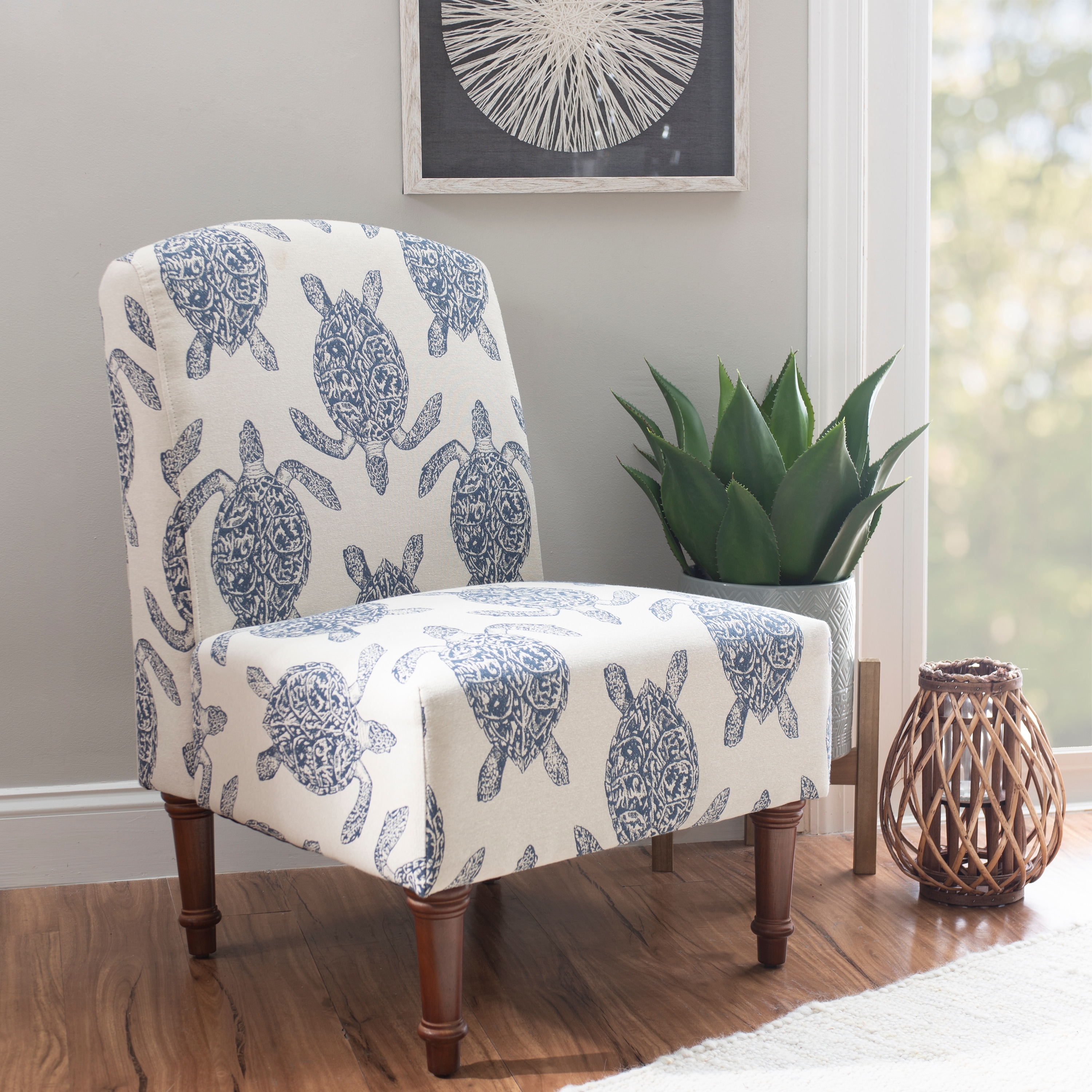 Linon Terrapin Sea Turtle Print Accent Chair