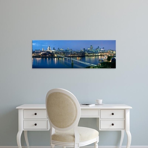 Easy Art Prints Panoramic Images's 'Millennium Bridge, St. Paul's Cathedral, Thames River, London, England' Canvas Art