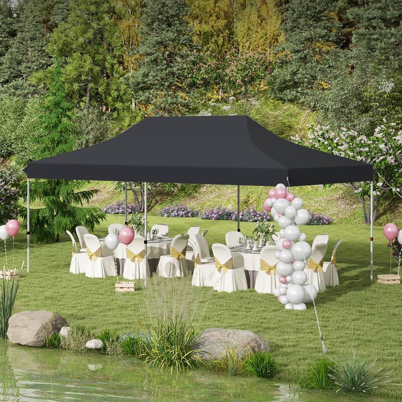 Pop Up Canopy Tent with 6 Sidewalls and Windows for Outdoor Events - 240” x 120” x 116.4”-124.8”
