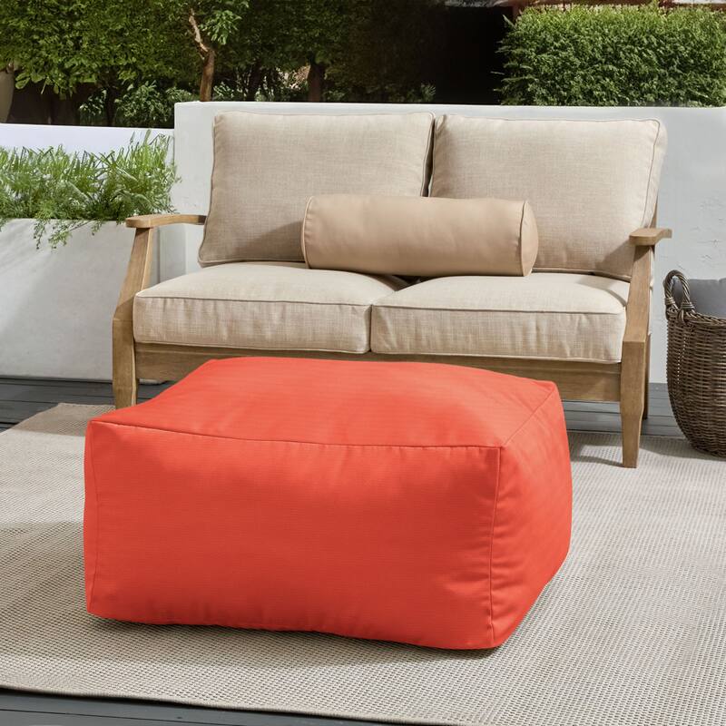 Sorra Home Sunbrella Outdoor Knife Edge Solid Bean Pouf - Canvas Melon
