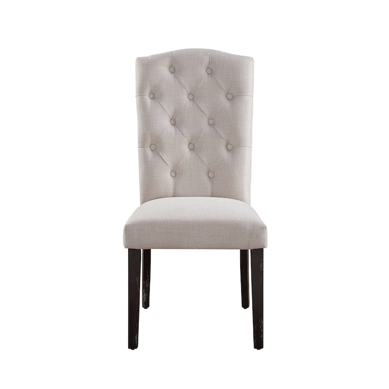 Gerardo Beige Linen & Weathered Espresso Dining Chair (Set of 2)