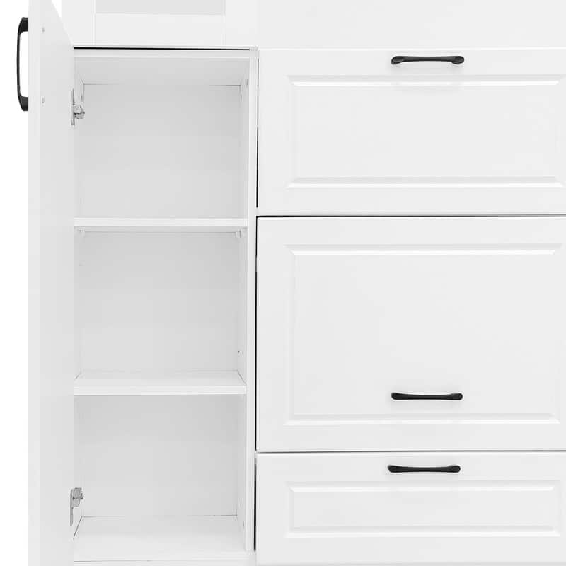 51.1" 3-in-1 Entryway Storage Bench‌ – Shoe Cabinet, Mirrored Door & Foldable Seat with 4 Heavy-Duty Hooks