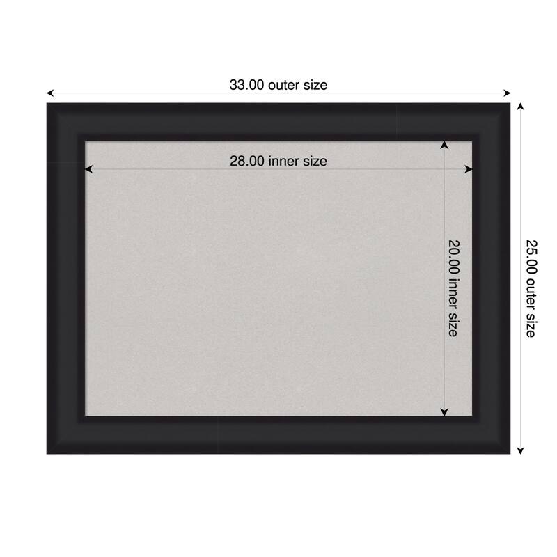 Oliver Black Wood Framed Cork Board - Bulletin Board, Organization Board, Pin Board - Grey - 33 x 25 in