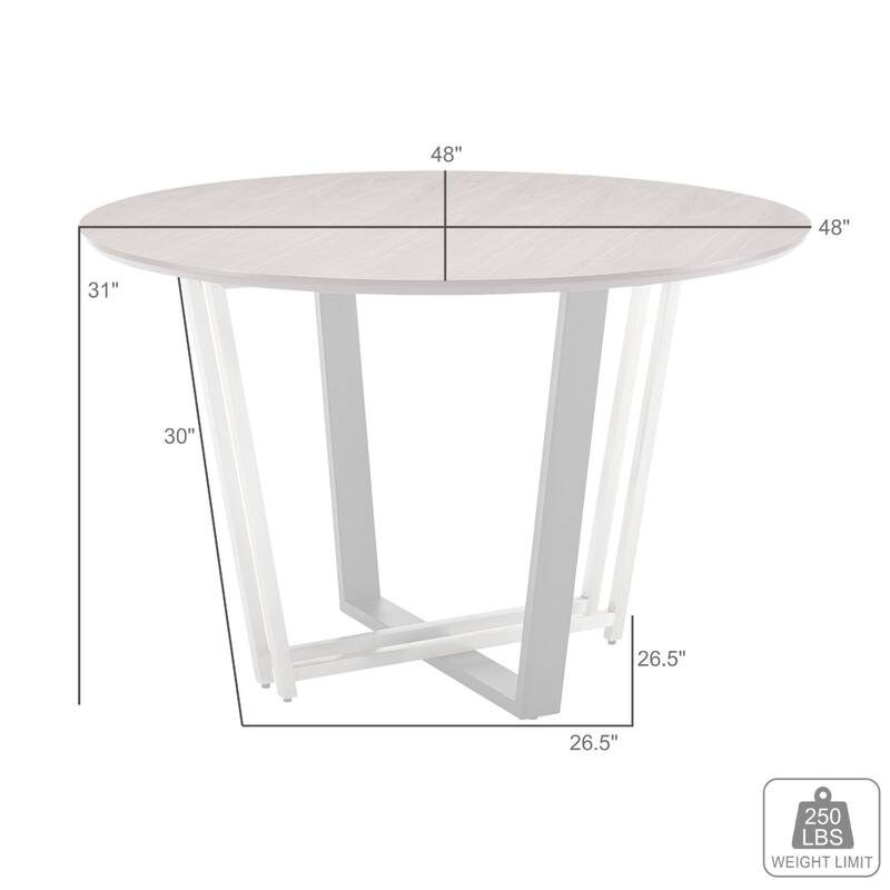 Leyne 48 Inch Round Dining Table, Gold Steel and Black Iron, Walnut Veneer - Walnut Brown, Black, Gold