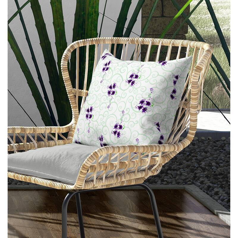 Orchid Artistry Indoor/Outdoor Reversible Throw Pillow Green and Violet