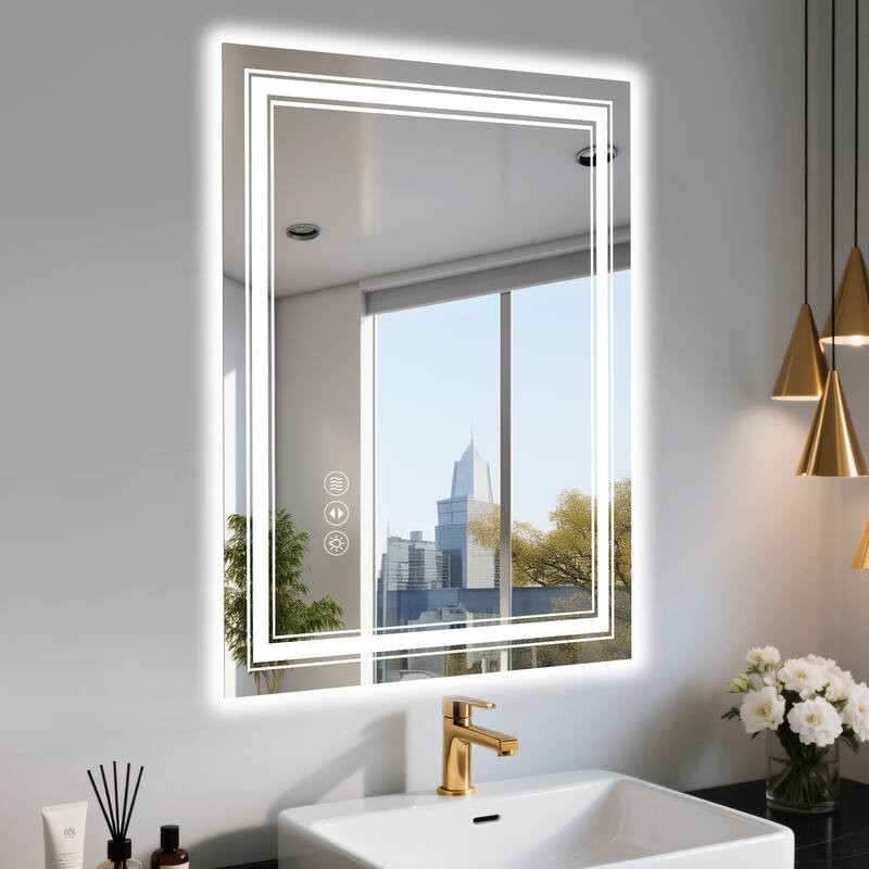 24x32 Inch Frameless LED Bathroom Mirror,Smart Mirror - White