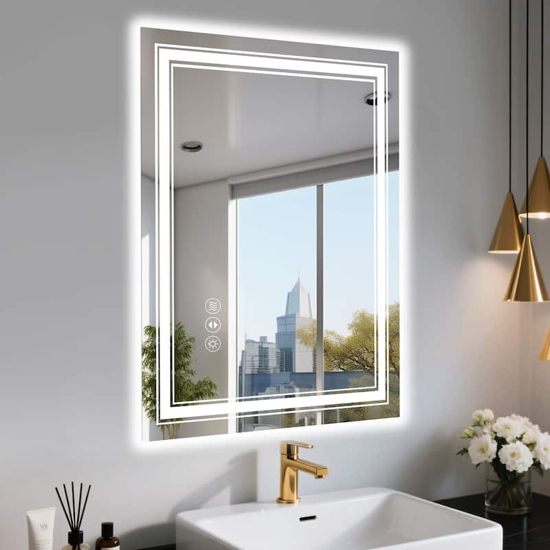 30x36 Inch Frameless LED Bathroom Mirror,Smart Mirror - White
