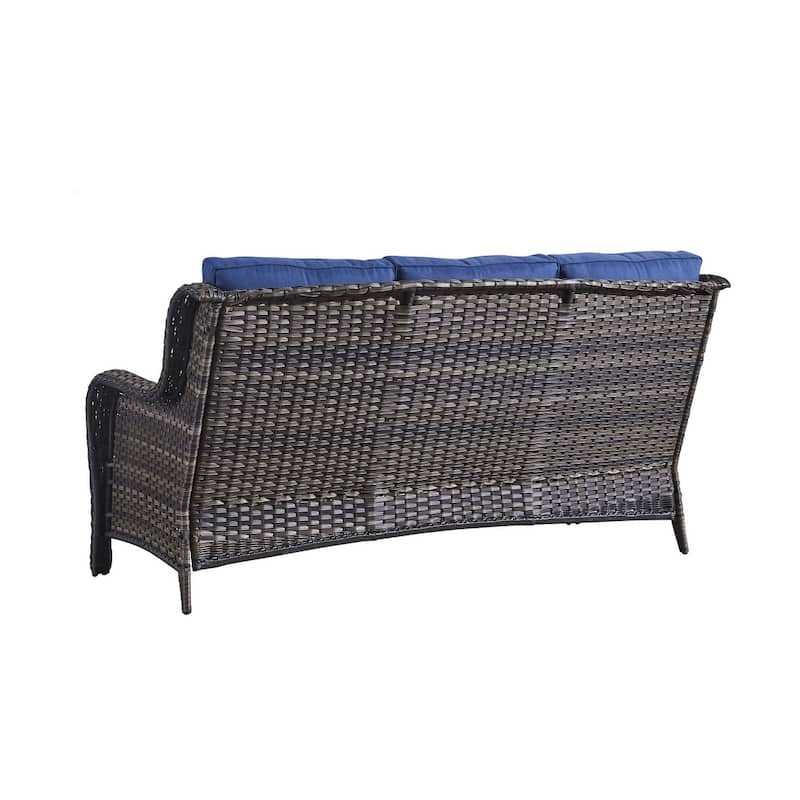 Gymojoy Outdoor Wicker Patio Sofa 3-Seat Rattan Sofa Furniture