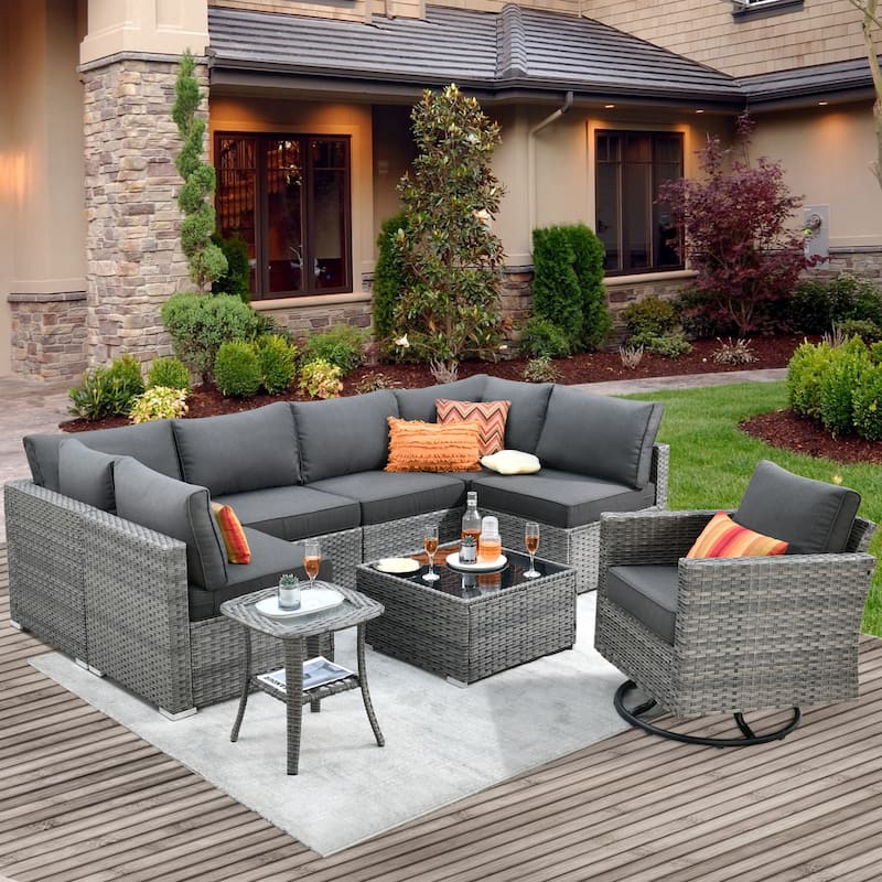XIZZI 9-piece Outdoor Patio Furniture Sectional Sofa Set