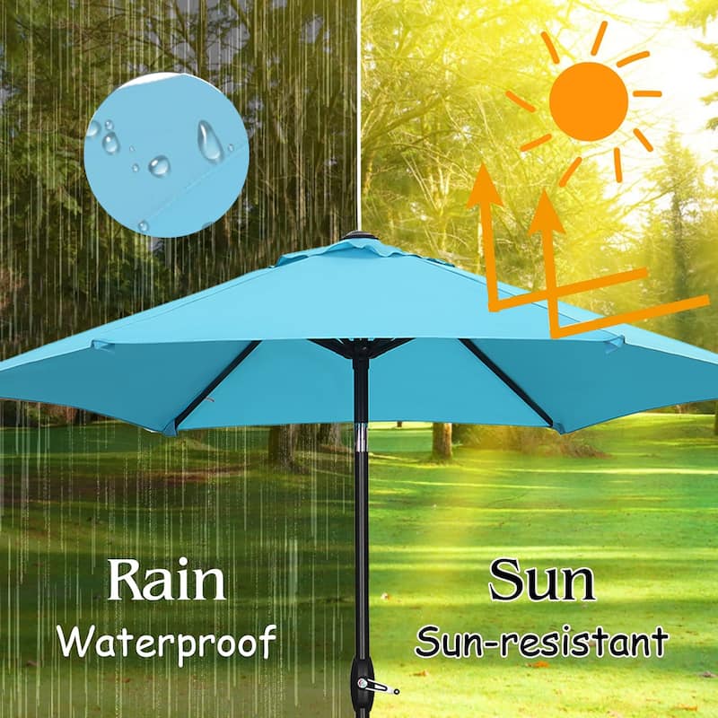 Autlaycil 9ft Patio umbrella With Base And Push-Button Tilt & Crank