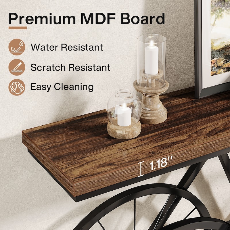 70.9-Inch Extra Long Console Table with Bicycle Metal Base for Entryway, Living Room - 11.81"D x 70.87"W x 33.46"H