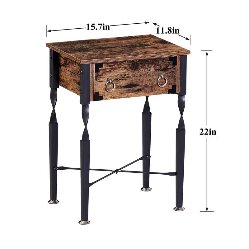 VECELO Nightstand Set of 2 with Wooden Storage Drawer Square Modern Bedside End Tables for Bedroom Living Room