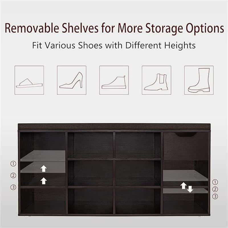Shoe Bench - 11.8"D x 40.9"W x 18.9"H