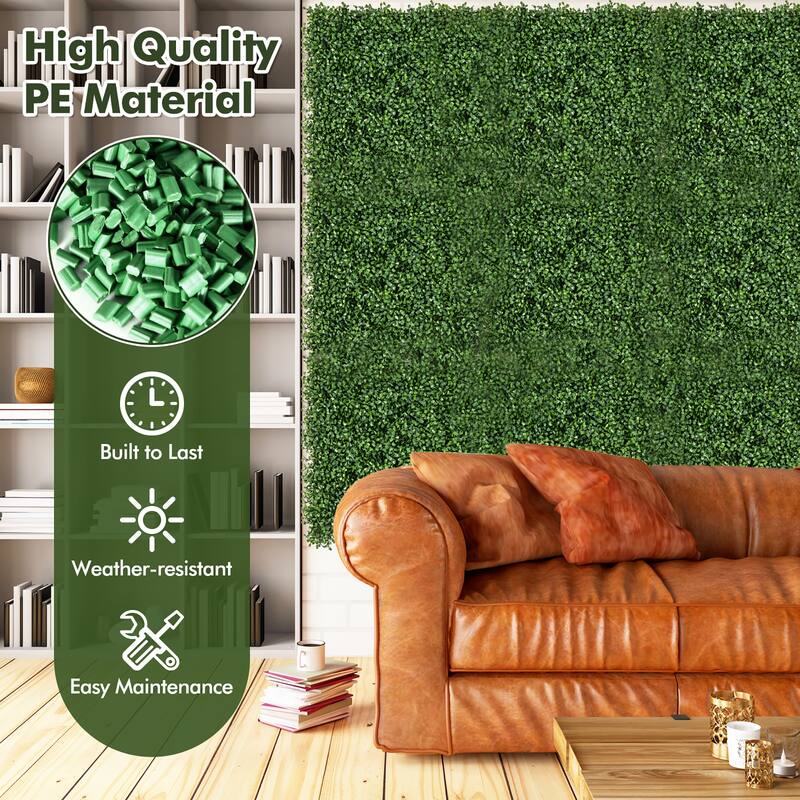 Gymax 12 Pcs Faux Boxwood Panels w/ Insertable Branches Privacy Hedge