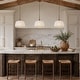 preview thumbnail 1 of 8, Modern Farmhouse 1-Light Ribbed Stretch Fabric Drum Pendant Light for Kitchen Island Bedroom Entryway - 15" D