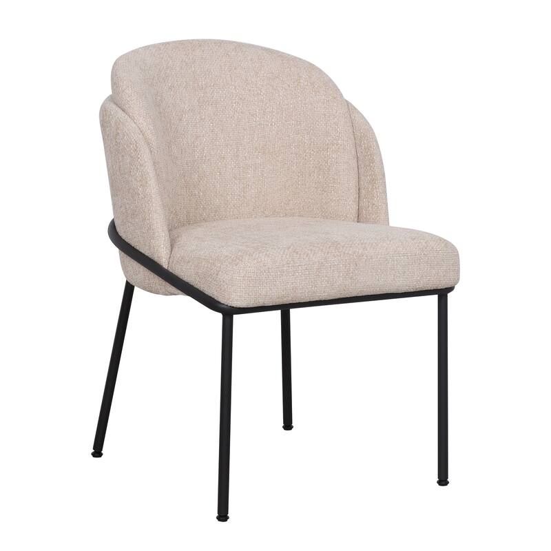 Dining Chair With Fabric Seat And Black Metal Frame (set of 2) - Dining Height - Set of 2