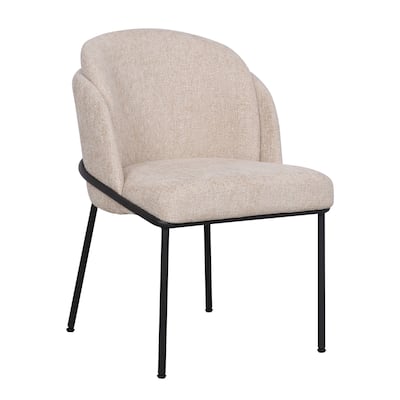 Dining Chair With Fabric Seat And Black Metal Frame (set of 2)
