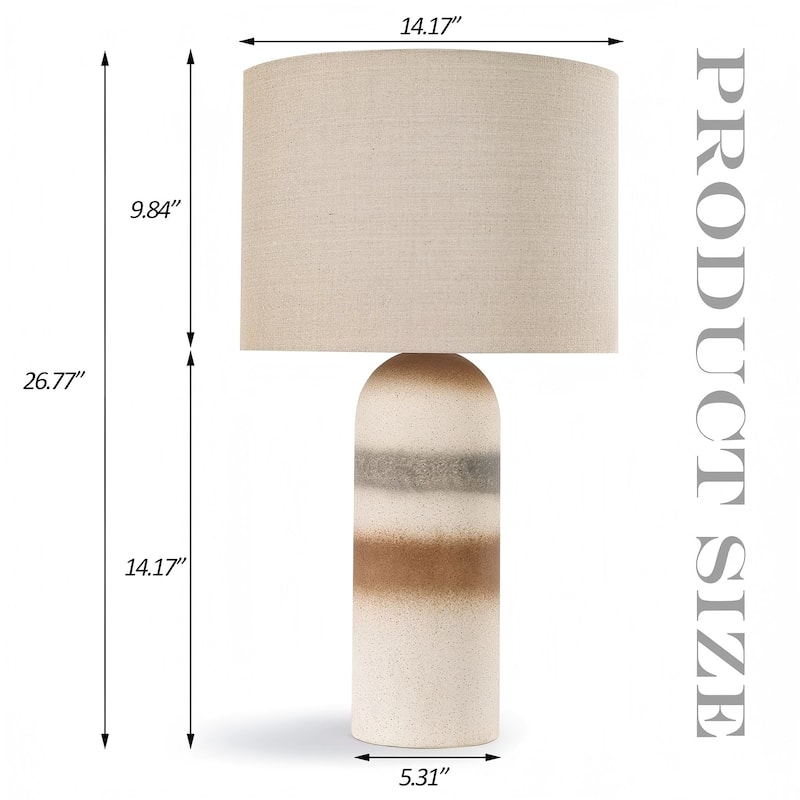Ceramic Table Lamp with Drum Linen Shade