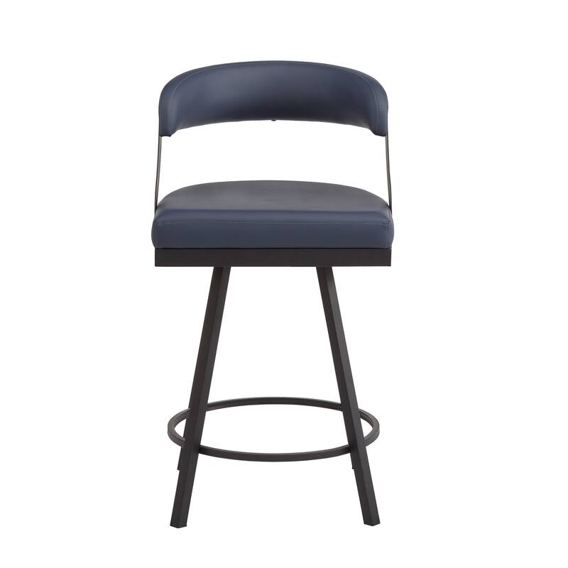 Bacalar Black Finish Metal Round Counter Height Table with Vegan Leather Swivel Chair Set by iNSPIRE Q Modern