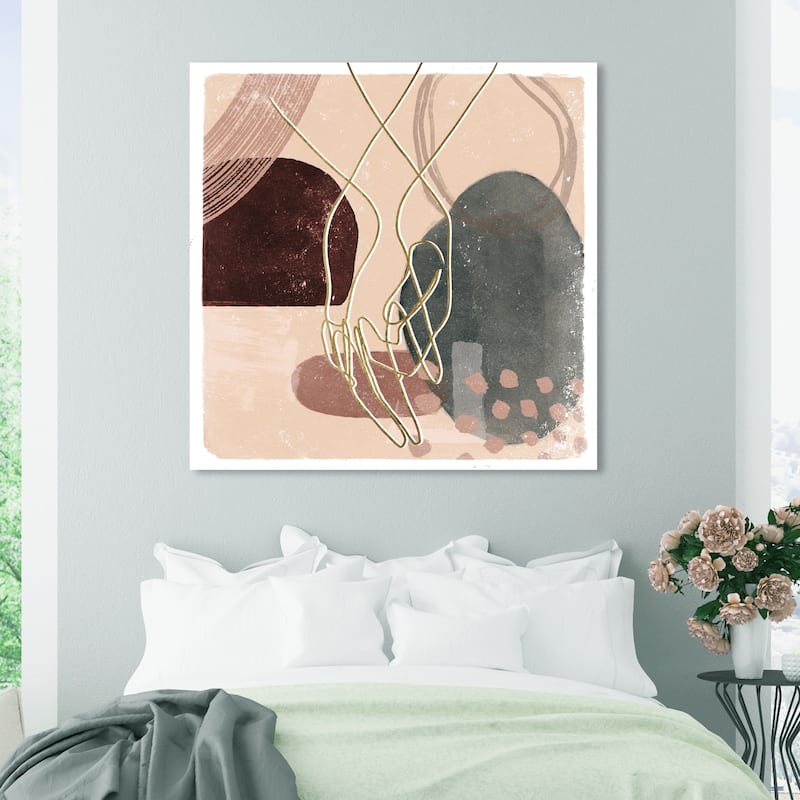 Wynwood Studio Canvas Abstract Hand Held Pink and Mid-Century Modern Wall Art Canvas Print - 40 x 40