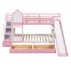 preview thumbnail 17 of 32, Playhouse Inspired Twin-Over-Twin Castle Style Bunk Bed with 2 Drawers 3 Shelves and Slide