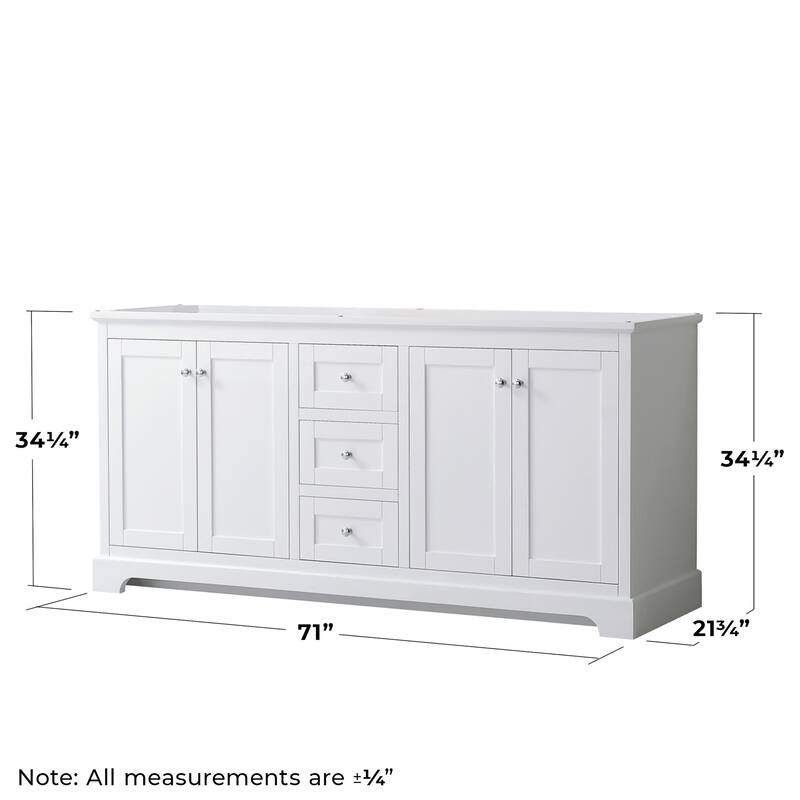 Wyndham Collection Avery 72" Double Free Standing Vanity Cabinet Only