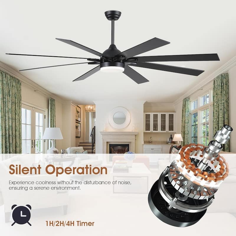 72 Inch Ceiling Fan with Light,Reversible DC Motor,6 Speed,3 Color Temperature LED - 72 Inches