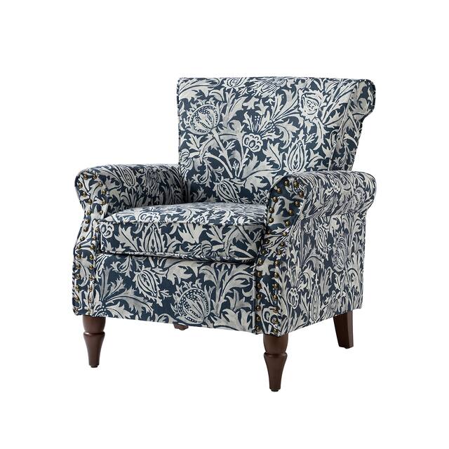 HULALA HOME Nailhead Trim Traditional Accent Armchair with Rolled Arms