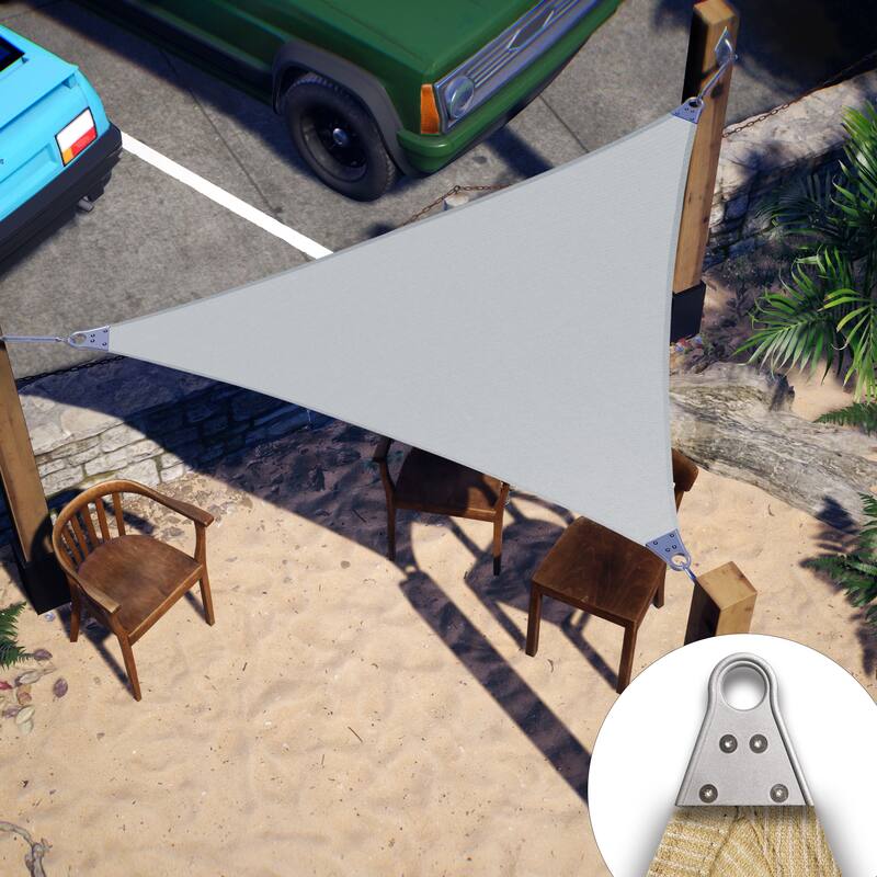 ColourTreeUSA Triangle Sun Shade Sail Reinforced Super Ring HDPE Mesh Fabric Screen Canopy UV Block 260 GSM