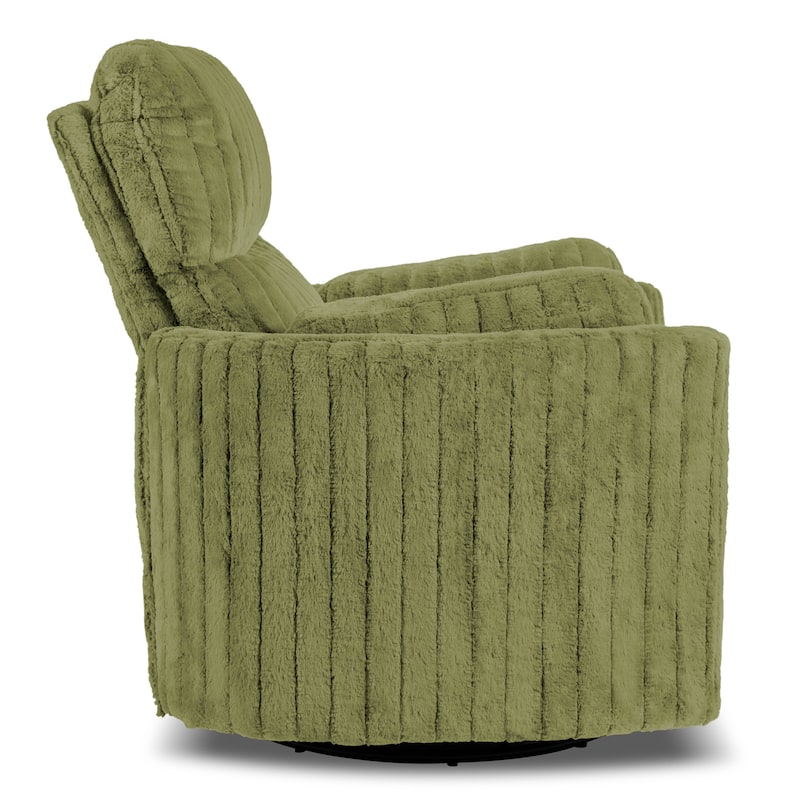 Furniture of America Jorvien Modern Chenille Power Swivel Glider Recliner with Pillows
