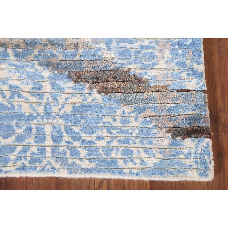 All-Over Striped Abstract Modern Accent Rug Handmade Wool Carpet - 2'8"x 4'8"