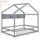 preview thumbnail 5 of 16, Wooden Full Size House Bed with Storage Shelf,Kids Bed with Fence and Roof