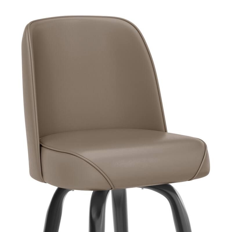 Metal Barstool with Swivel Vinyl Upholstered Bucket Seat and Footrest - 18.5"D x 18.5"W x 42.5"H