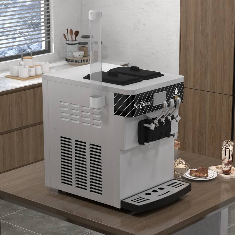 3-Flavor Commercial Countertop Ice Cream Machine Soft Serve Maker