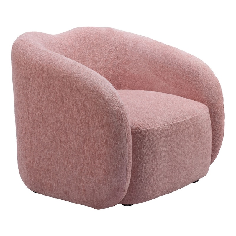 HomeRoots 36" Pink And Black Faux Shearling And Upholstered Arm Chair - 36' X '28' X '33