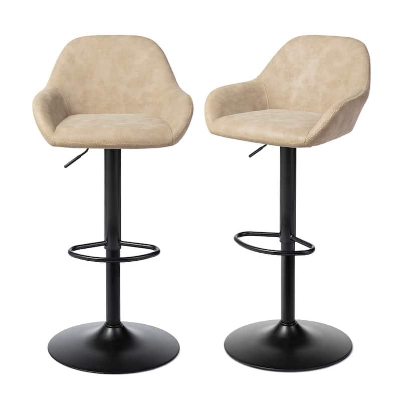 Glitzhome Mid-Century Height Adjustable Faux Leather Swivel Counter Bar Stools