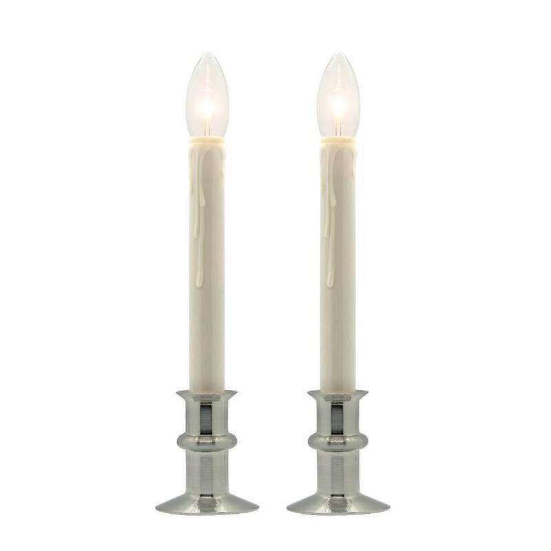 B/O Bi Directional IR Window Hugger Candles w/Remote (Set of 2 or 4) - Brushed Nickel Set of 2
