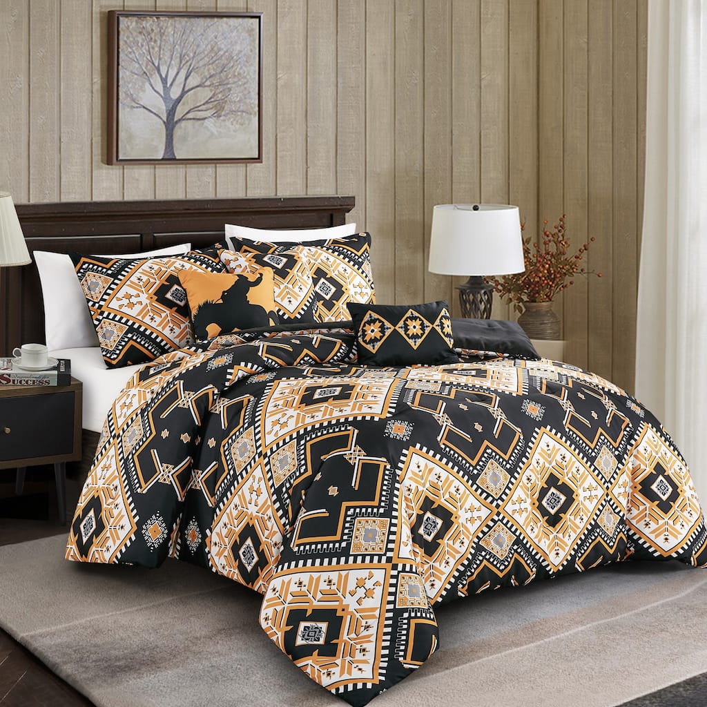 Shatex Falesyia 6 Pieces Bedding Comforter Set All-season Reversible Bed in a Bag